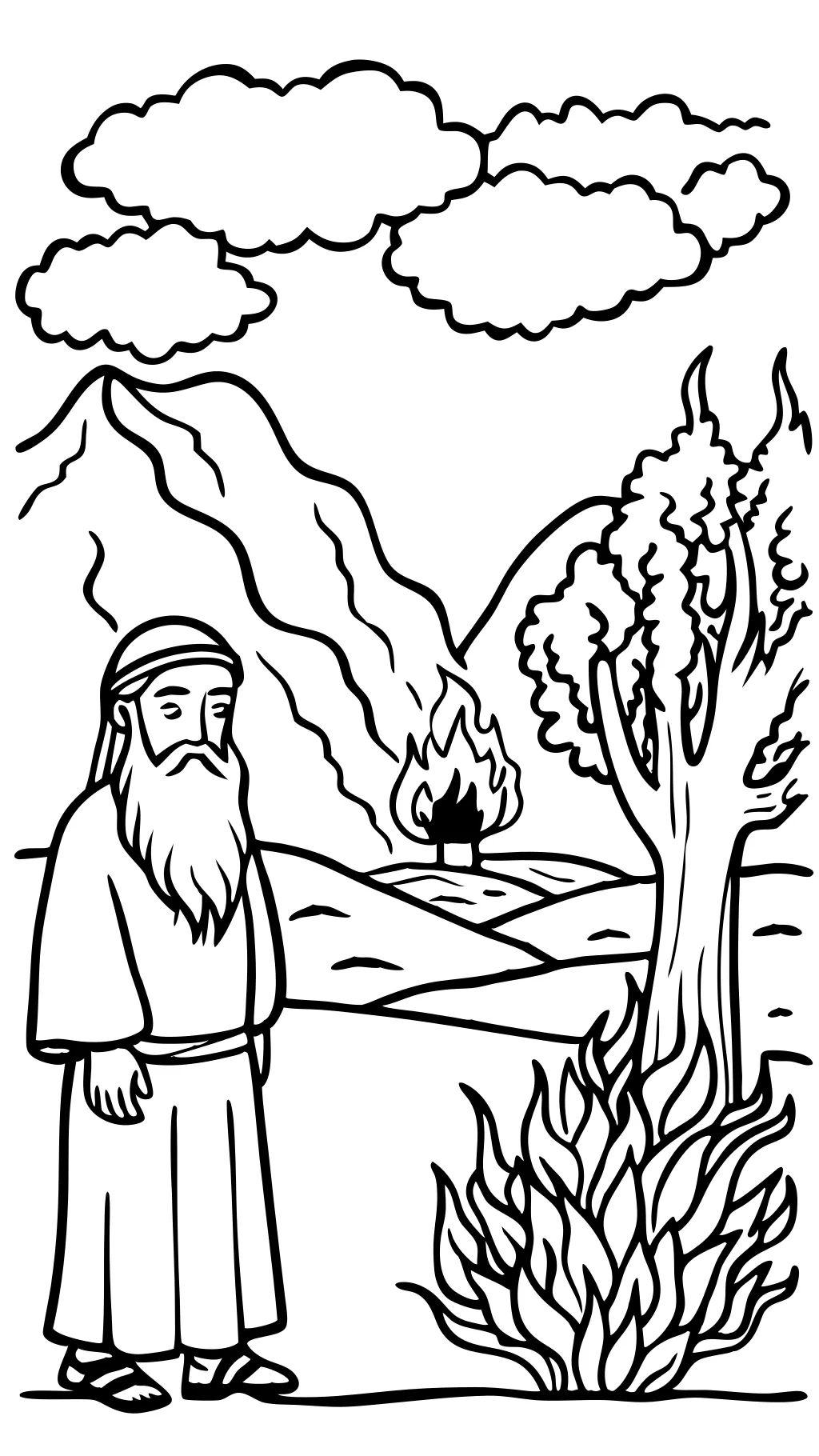 moses and the burning bush coloring page